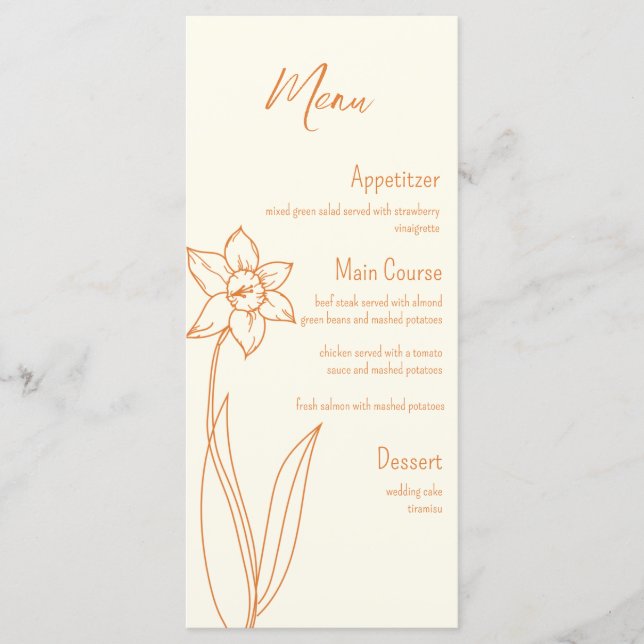 Daffodil Wedding Menu (Front)