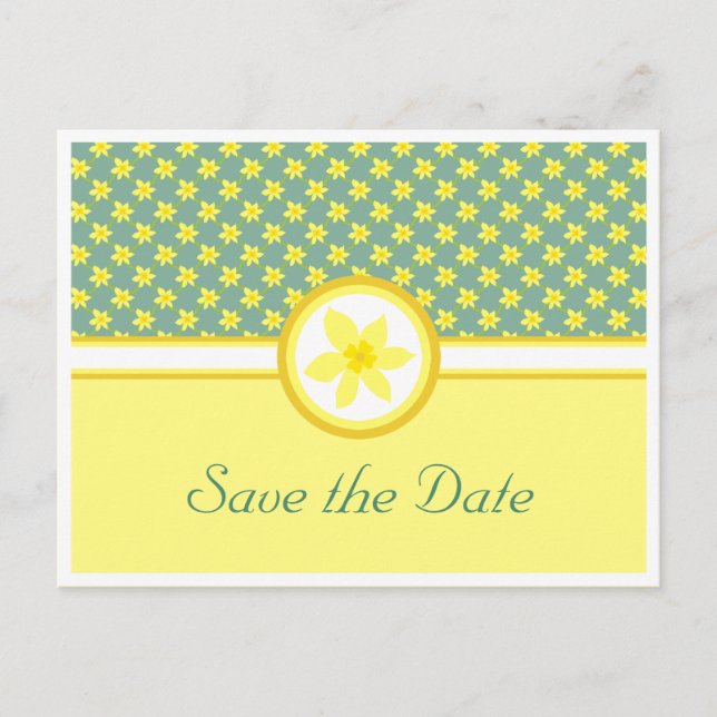 Daffodil Wedding, save the date postcard (Front)