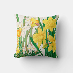 Daffodil Woodblock Painting Cushion
