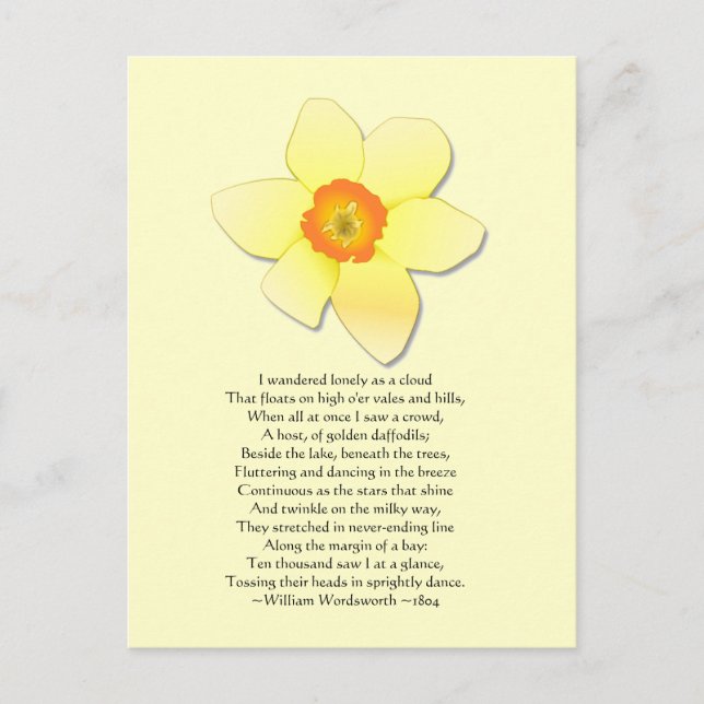 Daffodil ~ Wordsworth Poem Postcard (Front)