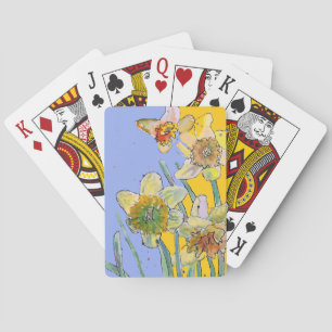 Daffodil Yellow Spring floral Watercolor Flowers P Playing Cards