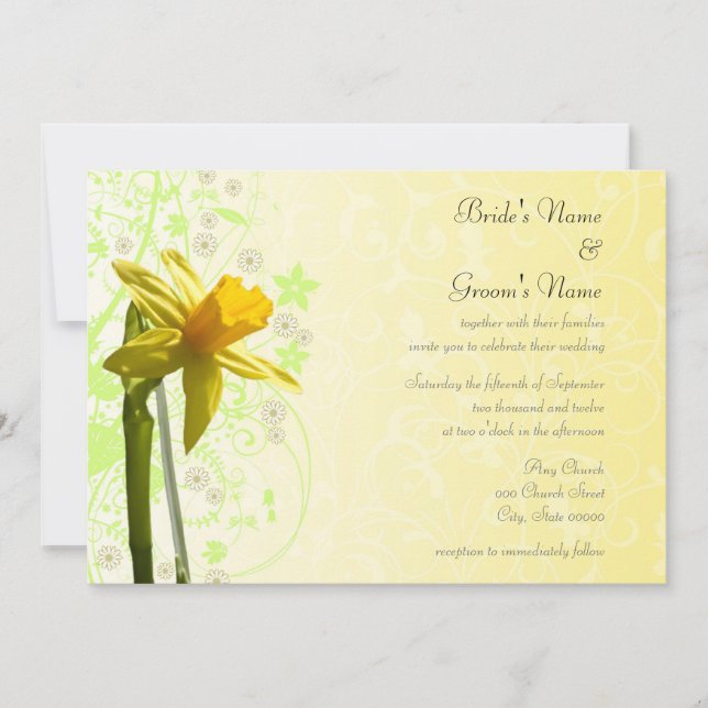 Daffodil Yellow Spring Floral Wedding Invitations (Front)