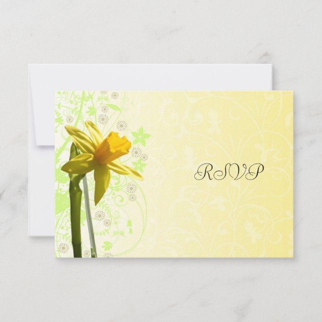 Daffodil Yellow Spring Wedding RSVP Reply Card (Front)