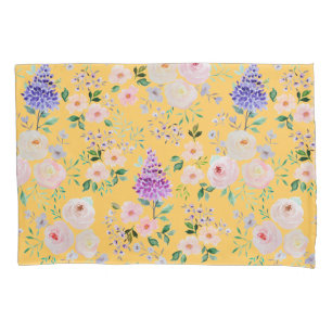 Daffodil Yellow Watercolor Floral Pillowcase