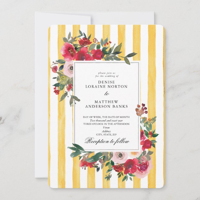 Daffodil Yellow Wedding Invitation (Front)