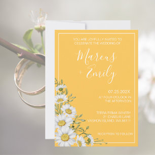 Daffodil Yellow & White Daisies Wedding Invitation