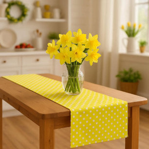  Daffodil Yellow with Polka-Dots Short Table Runner
