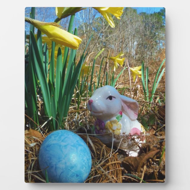 Daffodils and  Blue Easter egg Plaque (Front)