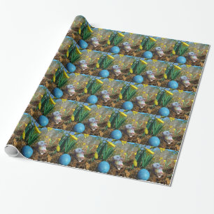 Daffodils and  Blue Easter egg Wrapping Paper