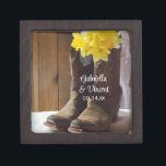 Daffodils and Cowboy Boots Country Western Wedding Gift Box<br><div class="desc">Customise the charming Yellow Daffodils and Cowboy Boots Country Western Wedding Gift Box with the personal names of the bride and groom and March, April or May spring marriage ceremony date to create a keepsake gift for the newlyweds or thank you present for your wedding attendants, bridesmaids and bridal party....</div>