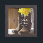 Daffodils and Cowboy Boots Country Western Wedding Gift Box<br><div class="desc">Customise the charming Yellow Daffodils and Cowboy Boots Country Western Wedding Gift Box with the personal names of the bride and groom and March, April or May spring marriage ceremony date to create a keepsake gift for the newlyweds or thank you present for your wedding attendants, bridesmaids and bridal party....</div>