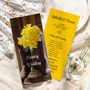 Daffodils and Cowboy Boots Country Western Wedding Programme