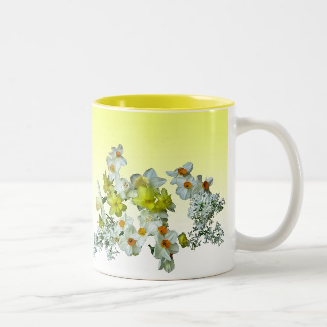 Daffodils and Lilacs Two-Tone Coffee Mug (Right)
