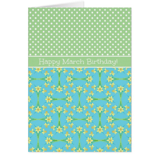 Daffodils and Polkas March Birth Month Flower Card (Front)