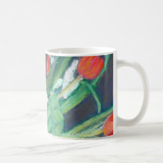 Daffodils and Tulips Hand-painted in Oil Pastels Coffee Mug