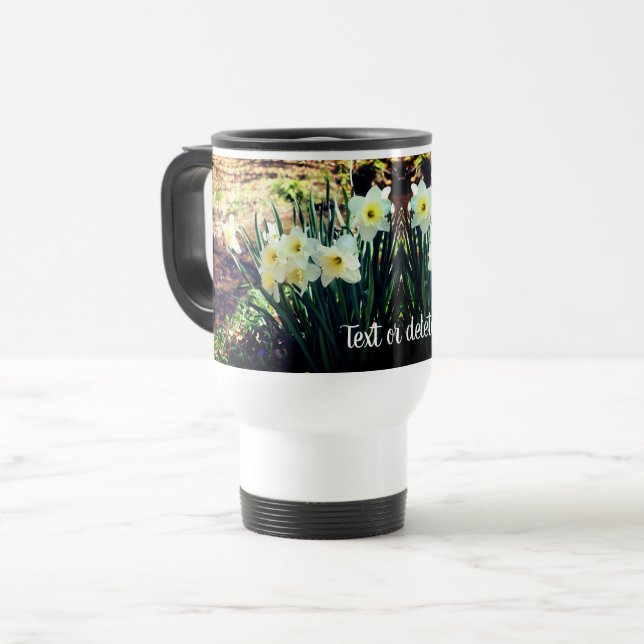Daffodils By Brook Personalised  Travel Mug (Front Left)