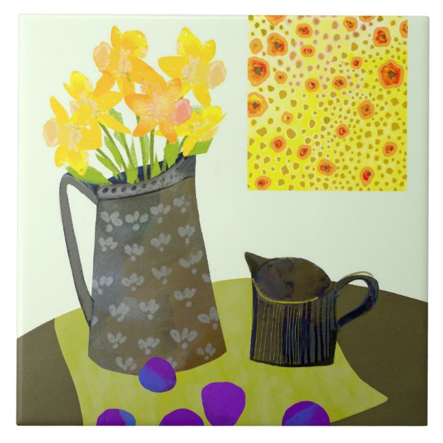 Daffodils Ceramic Kitchen Tile (Front)