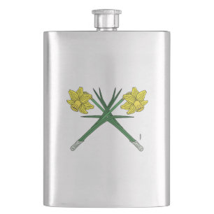 Daffodils Crossed Hip Flask