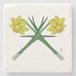 Daffodils Crossed Stone Coaster