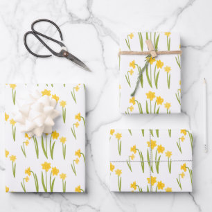 Daffodils Easter Spring Floral Pattern Bulbs Gift Wrapping Paper Sheet