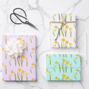 Daffodils Easter Spring Floral Pattern Bulbs Gift Wrapping Paper Sheet
