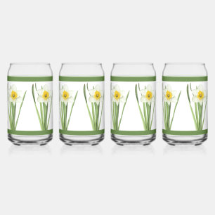 Daffodils Floral Botanical Art Can Glass