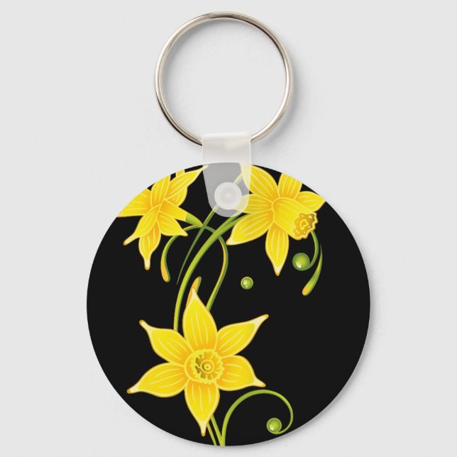 Daffodils Flower Shirt Floral Spring Design Easter Key Ring (Front)