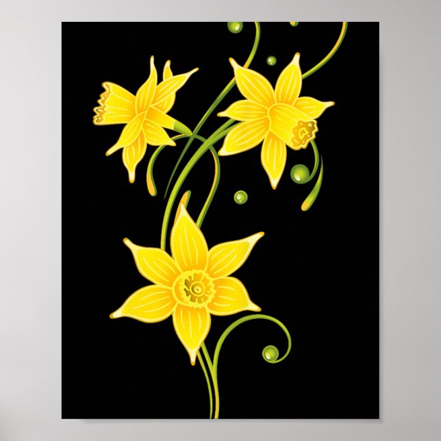 Daffodils Flower Shirt Floral Spring Design Easter Poster (Front)