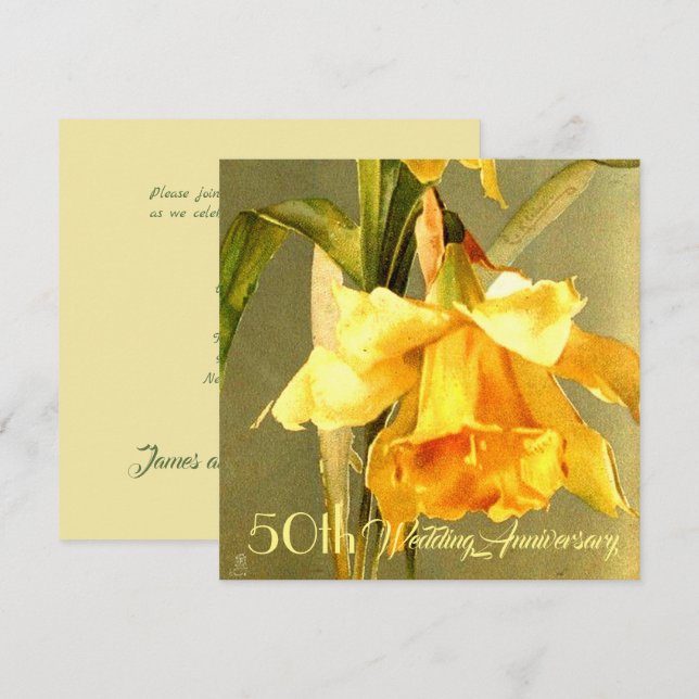 Daffodils Golden Wedding Invitation (Front/Back)
