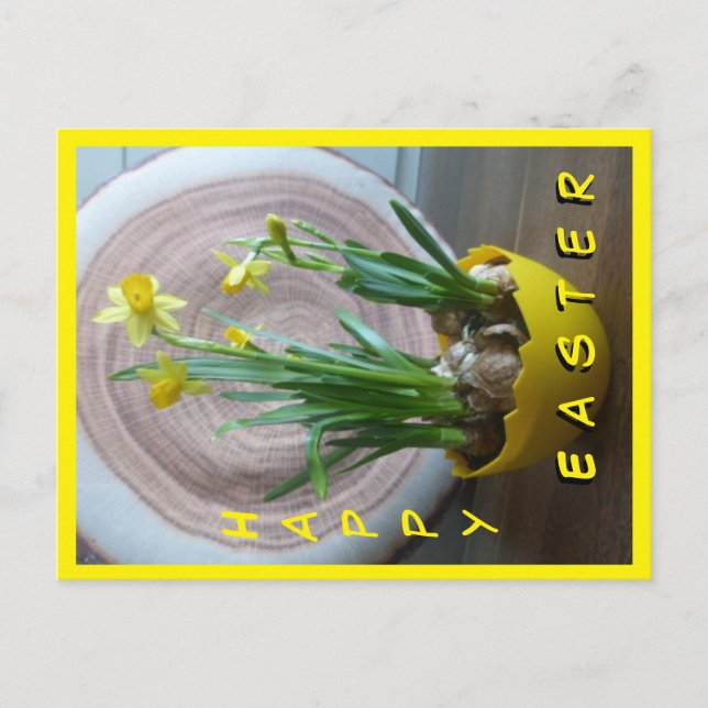 Daffodils Happy Easter Vertical Postcard (Front)