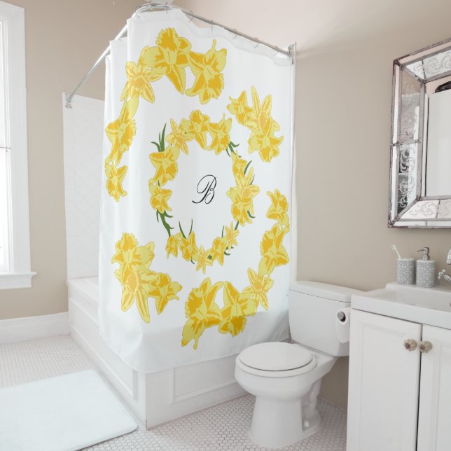 Daffodils illustration shower curtain (In Situ)