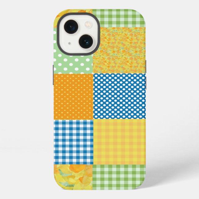Daffodils iPad Mini Case, Country Faux-Patchwork iPhone Case (Back)