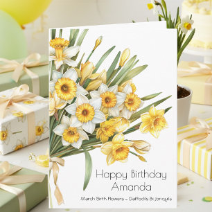 Daffodils March Birth Flower Happy Birthday Card