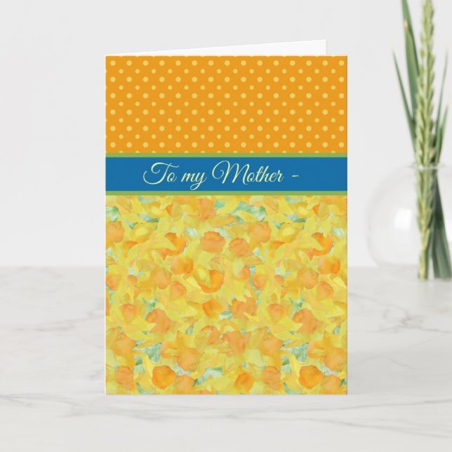 Daffodils, March Birthday Card, for Mother Card (Front)
