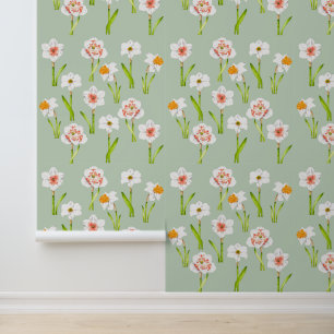 Daffodils on a  wallpaper