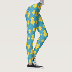 Daffodils on Blue Background Leggings