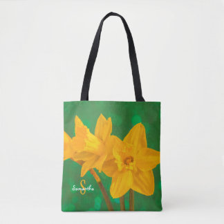 Daffodils on Green Tote bag
