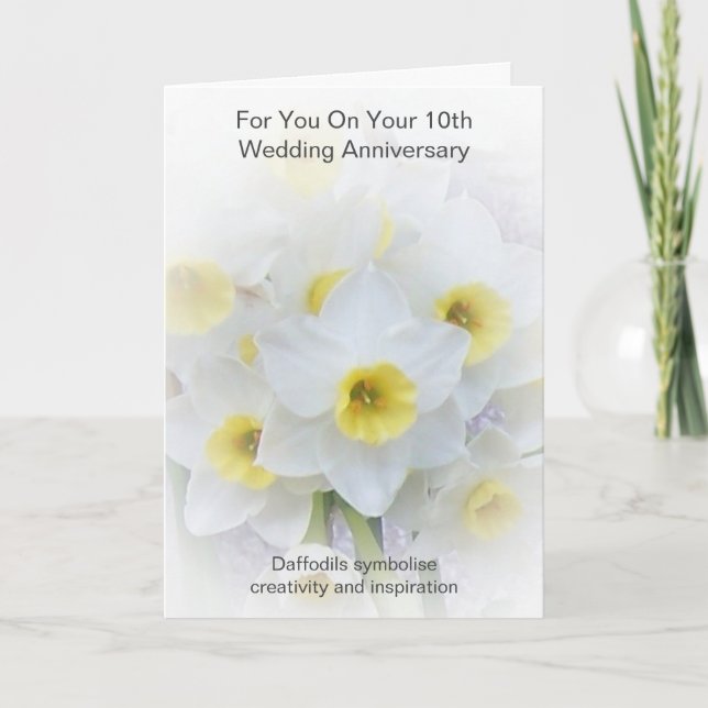 Daffodils Personalised 10th Wedding Anniversary Card (Front)