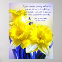 Daffodils pop art with Desiderata quote, yellow