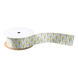 Daffodils Satin Ribbon in White