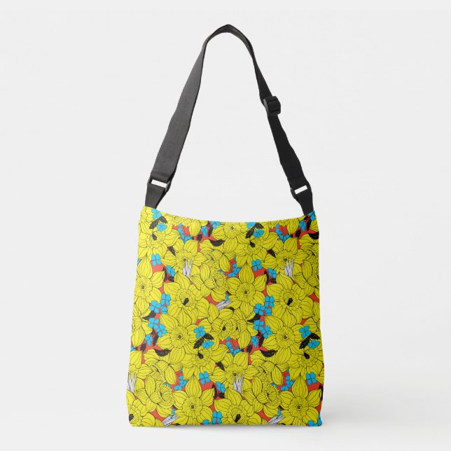 Daffodils spring floral pattern crossbody bag (Front)