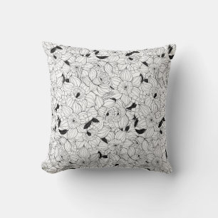 Daffodils spring floral pattern cushion