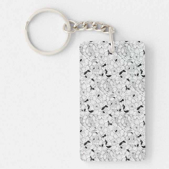 Daffodils spring floral pattern key ring (Front)