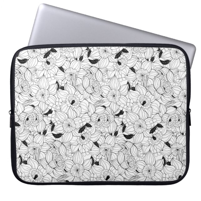 Daffodils spring floral pattern laptop sleeve (Front)