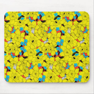 Daffodils spring floral pattern mouse mat