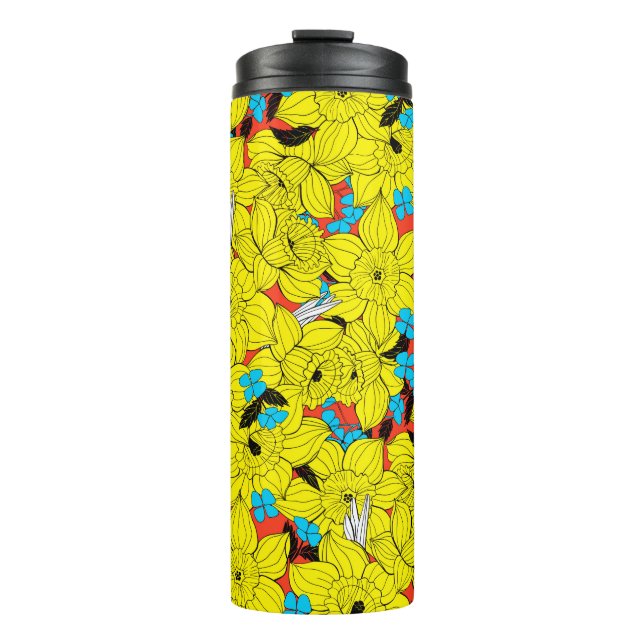 Daffodils spring floral pattern thermal tumbler (Front)