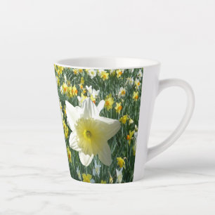 Daffodils Spring Flowers Field White Latte Mug