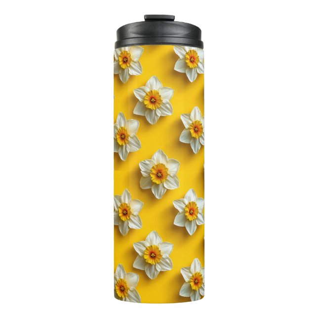 Daffodils yellow pattern thermal tumbler (Front)