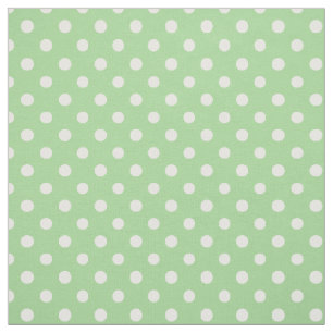 Daffy-down Dillies White Polka Dots on Leaf Green Fabric