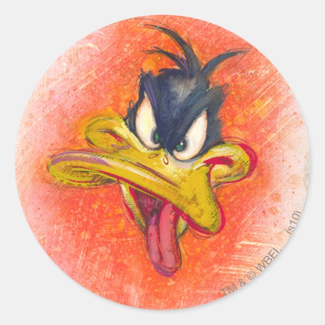 DAFFY DUCK™ in Orange Classic Round Sticker (Front)
